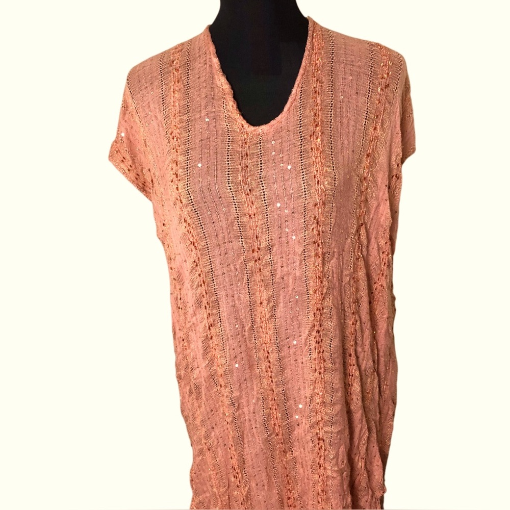 Women's Peach Sequin Maxi Dress - Picture 3 of 9